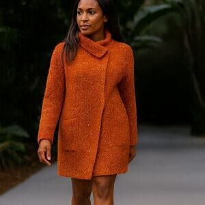 EILEEN FISHER Boucle tweed Coat Alpaca Wool in Burned Orange Medium